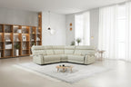 Genuine Leather Power Recliner Sectional with Power Ajustable Headrest and Lumbar, Zero Gravity, 2StationaryArmlesschairs