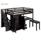 Letto a soppalco matrimoniale con scale, scrivania integrata e contenitore 5-in-1