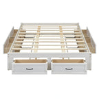 Letto a piattaforma Queen Size con 6 cassetti, bianco anticato