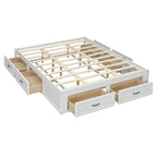 Letto a piattaforma Queen Size con 6 cassetti, bianco anticato