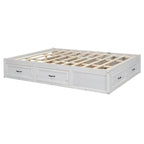 Letto a piattaforma Queen Size con 6 cassetti, bianco anticato
