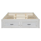 Letto a piattaforma Queen Size con 6 cassetti, bianco anticato