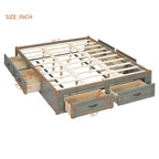 Letto a piattaforma Queen Size con 6 cassetti, bianco anticato