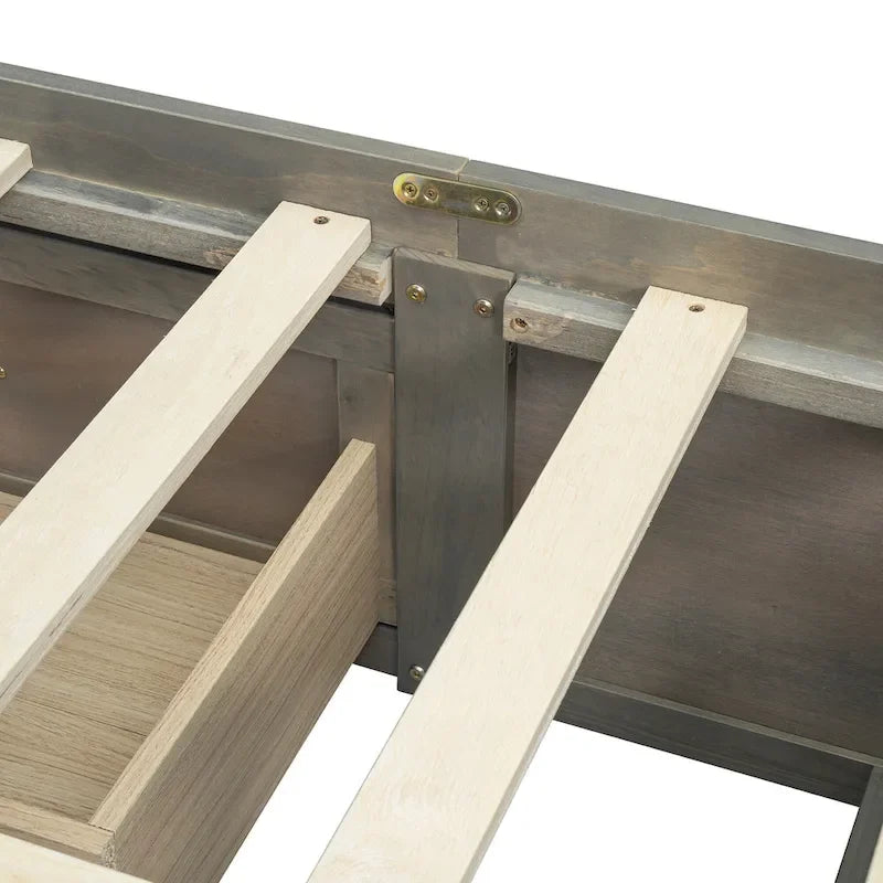 Letto a piattaforma Queen Size con 6 cassetti, bianco anticato