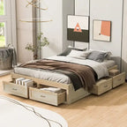 Letto a piattaforma Queen Size con 6 cassetti, bianco anticato