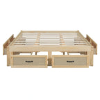 Letto a piattaforma Queen Size con 6 cassetti, bianco anticato