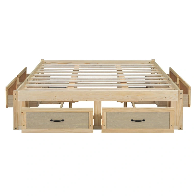 Letto a piattaforma Queen Size con 6 cassetti, bianco anticato
