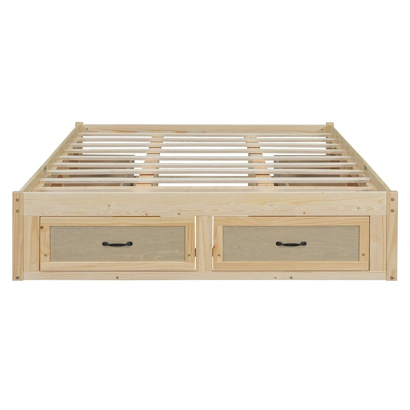 Letto a piattaforma Queen Size con 6 cassetti, bianco anticato