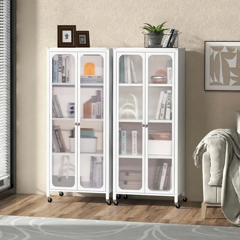 Mobiletto contenitore con ruote e 2 ante trasparenti
