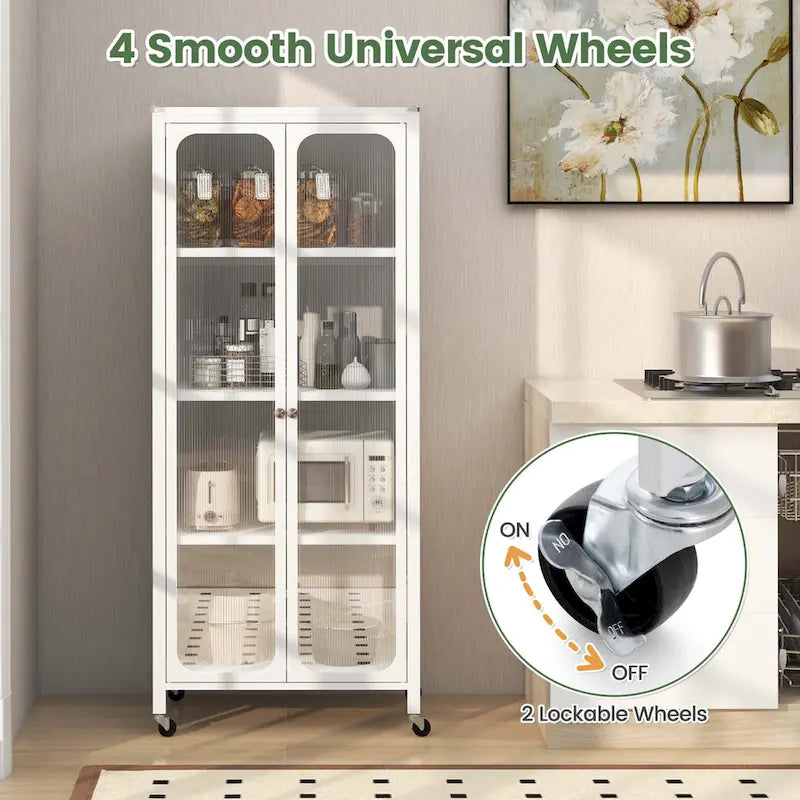 Mobiletto contenitore con ruote e 2 ante trasparenti