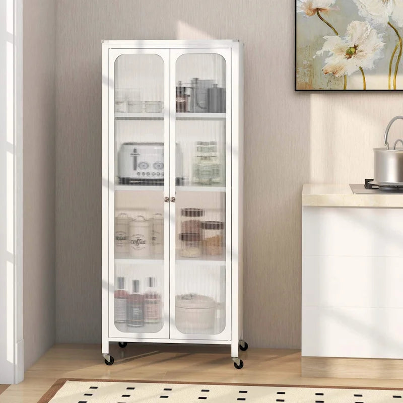Mobiletto contenitore con ruote e 2 ante trasparenti