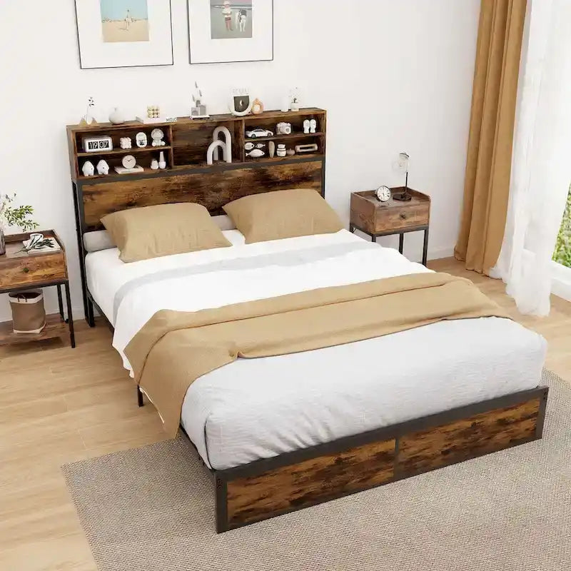 Struttura letto matrimoniale/una piazza e mezza/queen/king con contenitore e stazione di ricarica
