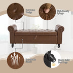 55.12 Pouf Contenitore in Tessuto Imbottito, Design Trapuntato a Bottoni, Capacità 125 kg per Soggiorno o Camera da Letto