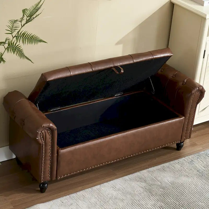 55.12 Pouf Contenitore in Tessuto Imbottito, Design Trapuntato a Bottoni, Capacità 125 kg per Soggiorno o Camera da Letto