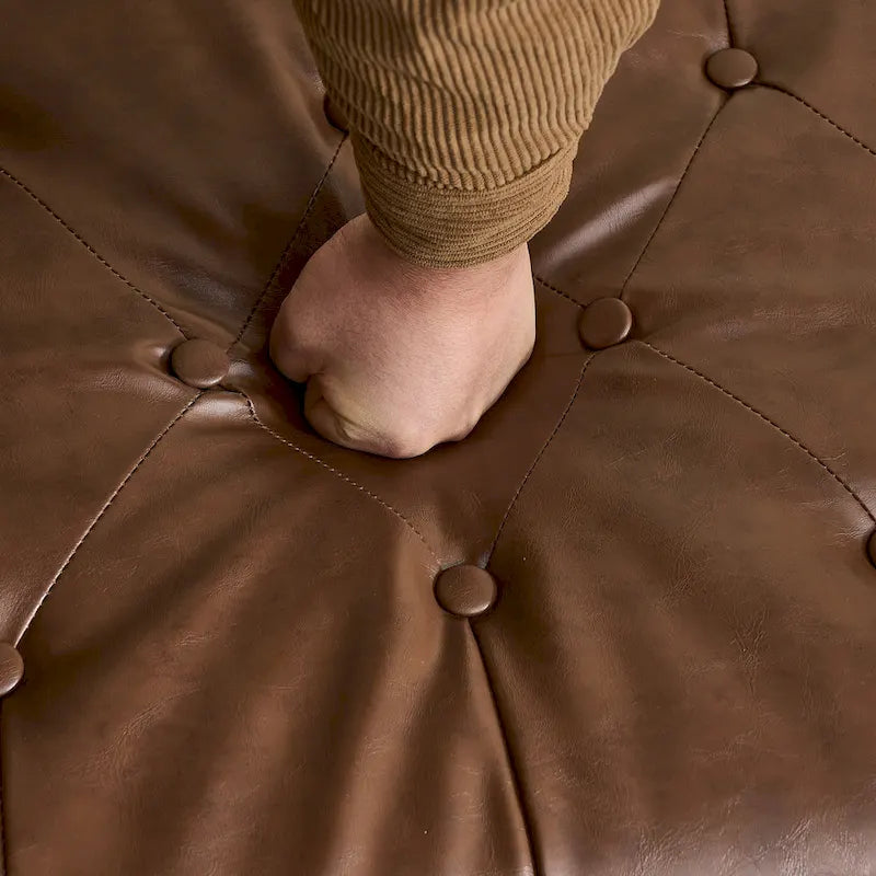 55.12 Pouf Contenitore in Tessuto Imbottito, Design Trapuntato a Bottoni, Capacità 125 kg per Soggiorno o Camera da Letto