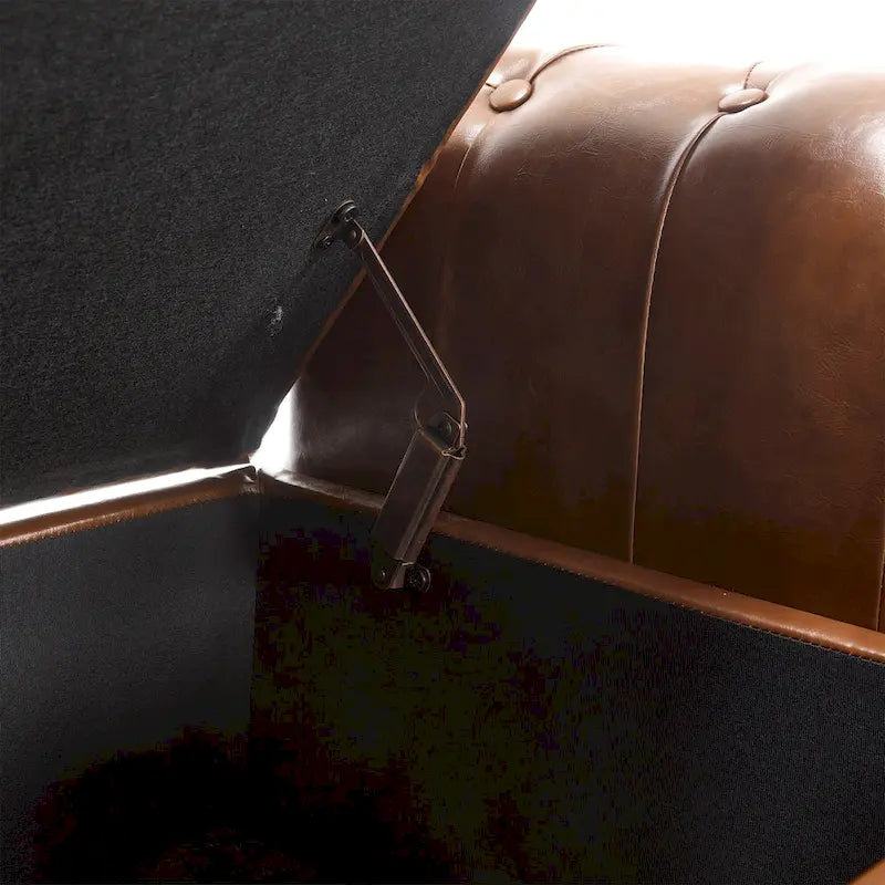 55.12 Pouf Contenitore in Tessuto Imbottito, Design Trapuntato a Bottoni, Capacità 125 kg per Soggiorno o Camera da Letto