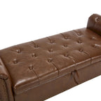 55.12 Pouf Contenitore in Tessuto Imbottito, Design Trapuntato a Bottoni, Capacità 125 kg per Soggiorno o Camera da Letto