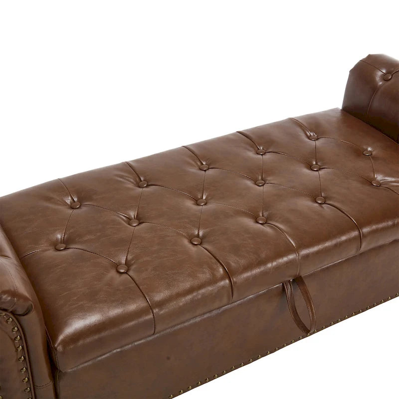 55.12 Pouf Contenitore in Tessuto Imbottito, Design Trapuntato a Bottoni, Capacità 125 kg per Soggiorno o Camera da Letto