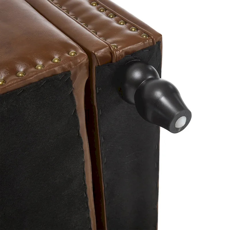 55.12 Pouf Contenitore in Tessuto Imbottito, Design Trapuntato a Bottoni, Capacità 125 kg per Soggiorno o Camera da Letto