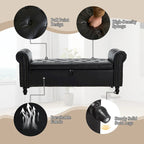 55.12 Pouf Contenitore in Tessuto Imbottito, Design Trapuntato a Bottoni, Capacità 125 kg per Soggiorno o Camera da Letto