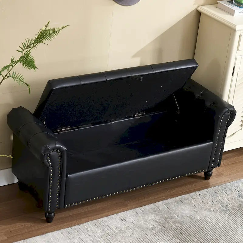 55.12 Pouf Contenitore in Tessuto Imbottito, Design Trapuntato a Bottoni, Capacità 125 kg per Soggiorno o Camera da Letto