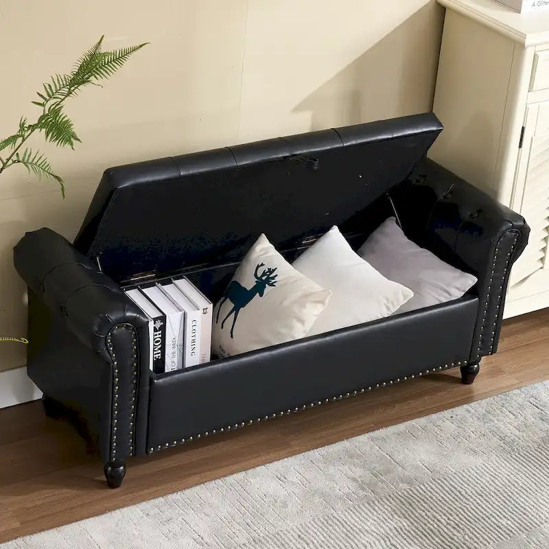 55.12 Pouf Contenitore in Tessuto Imbottito, Design Trapuntato a Bottoni, Capacità 125 kg per Soggiorno o Camera da Letto