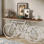 Consolle Extra Lunga da 180 cm con Base in Metallo a Bicicletta per Ingresso, Soggiorno - 30P x 180L x 85A cm