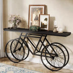 Consolle Extra Lunga da 180 cm con Base in Metallo a Bicicletta per Ingresso, Soggiorno - 30P x 180L x 85A cm