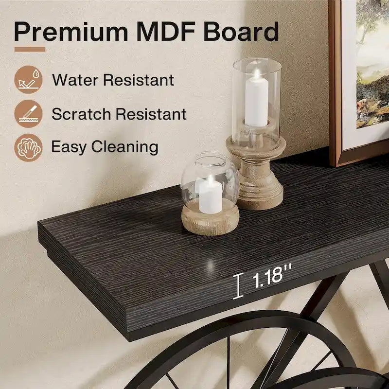 Consolle Extra Lunga da 180 cm con Base in Metallo a Bicicletta per Ingresso, Soggiorno - 30P x 180L x 85A cm