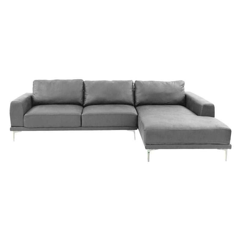 Divano sezionale a L in 2 pezzi con chaise longue, rivestimento in ecopelle grigia