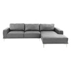 Divano sezionale a L in 2 pezzi con chaise longue, rivestimento in ecopelle grigia