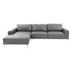 Divano sezionale a L in 2 pezzi con chaise longue, rivestimento in ecopelle grigia