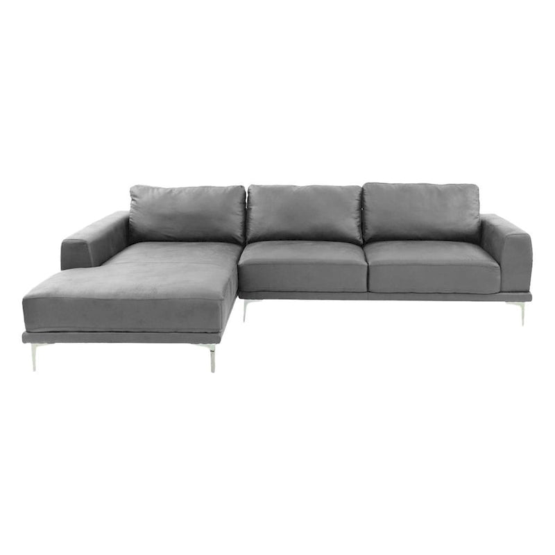 Divano sezionale a L in 2 pezzi con chaise longue, rivestimento in ecopelle grigia