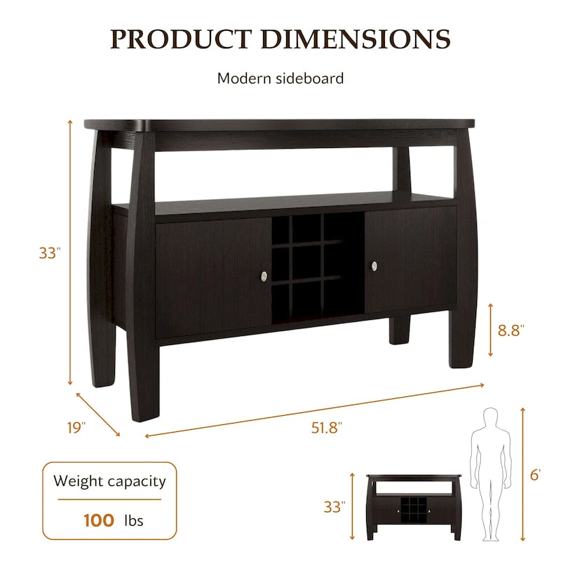 Tavolo da buffet a 1 ripiano color cappuccino, 51 pollici