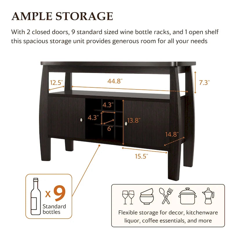 Tavolo da buffet a 1 ripiano color cappuccino, 51 pollici
