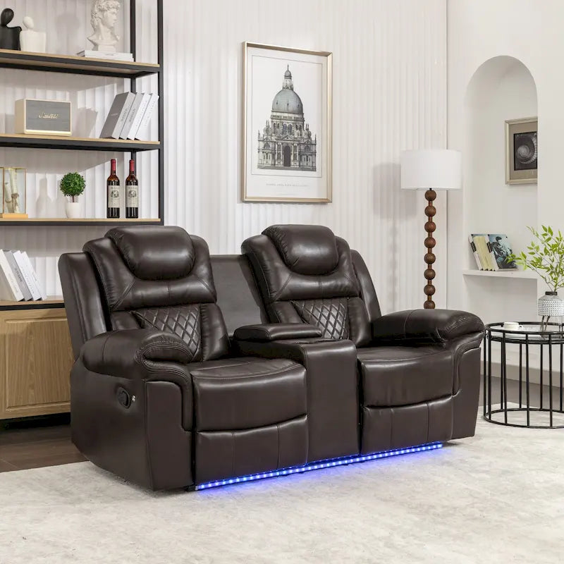Divanetto Reclinabile Manuale Home Theater con Contenitore a Scomparsa