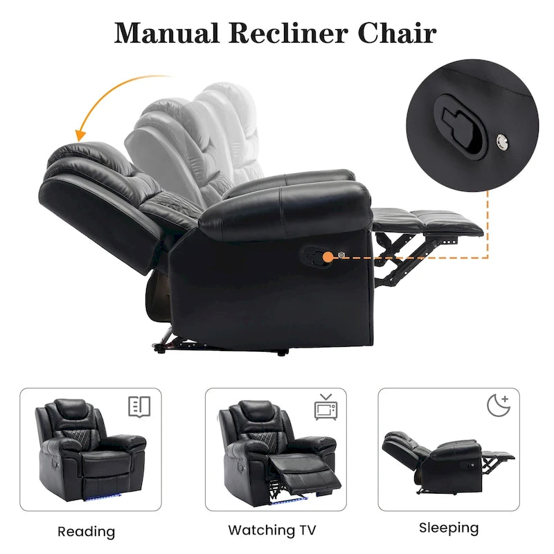 Divanetto Reclinabile Manuale Home Theater con Contenitore a Scomparsa