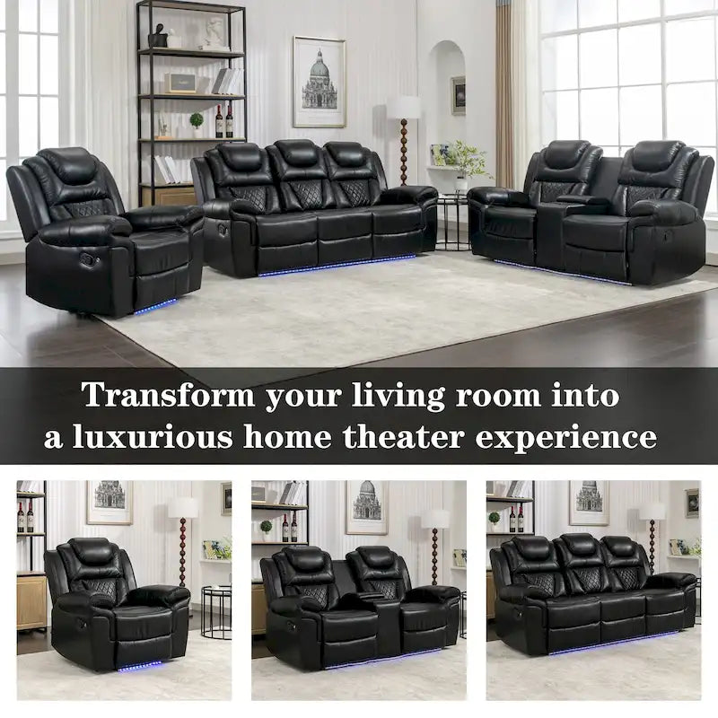Divanetto Reclinabile Manuale Home Theater con Contenitore a Scomparsa