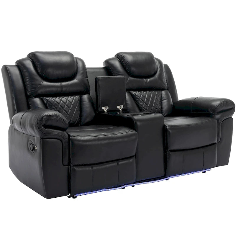 Divanetto Reclinabile Manuale Home Theater con Contenitore a Scomparsa