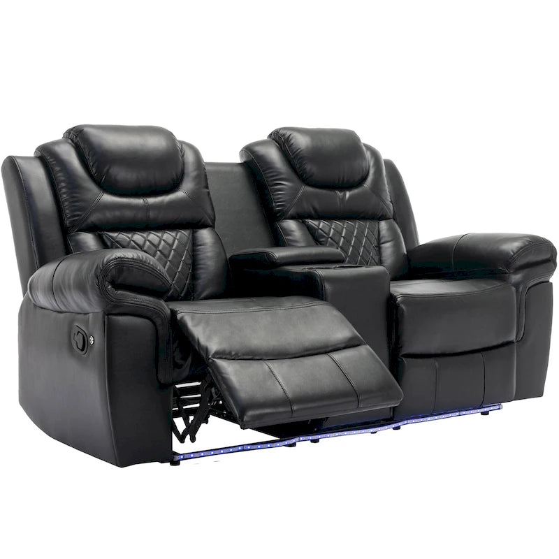 Divanetto Reclinabile Manuale Home Theater con Contenitore a Scomparsa
