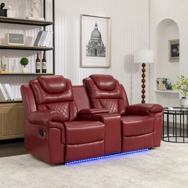 Divanetto Reclinabile Manuale Home Theater con Contenitore a Scomparsa