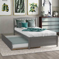 Letto a piattaforma in legno grigio, una piazza e mezza, con letto estraibile