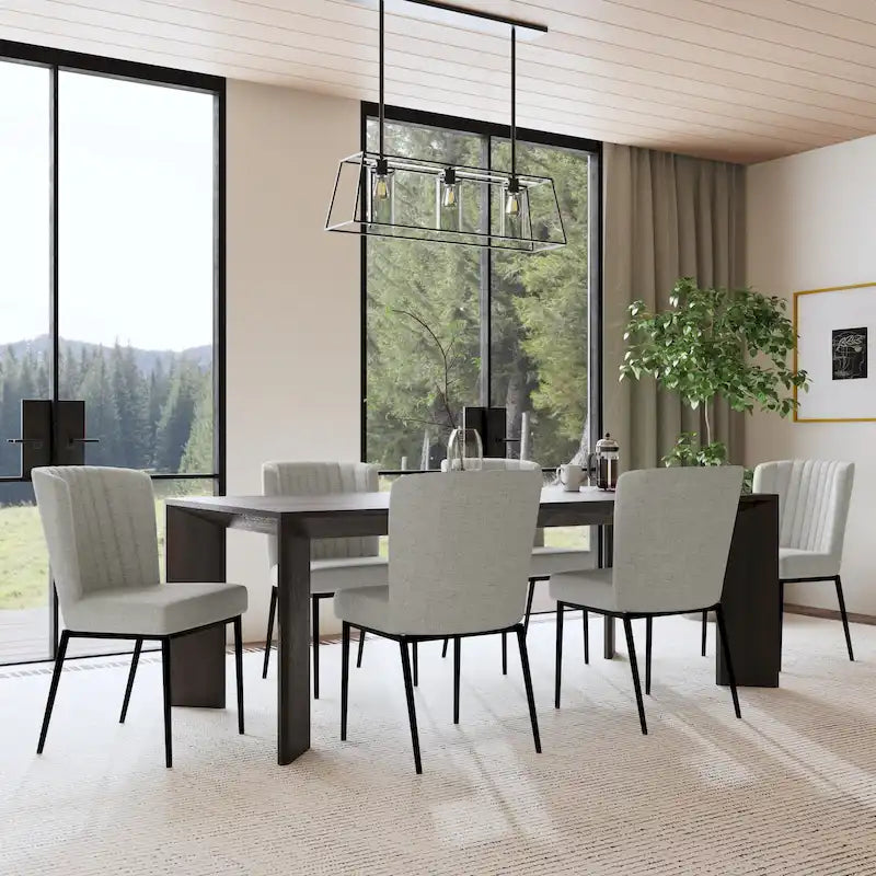 Sedia da pranzo ChannelBack con gambe in metallo - Tessuto grigio (confezione da 2)