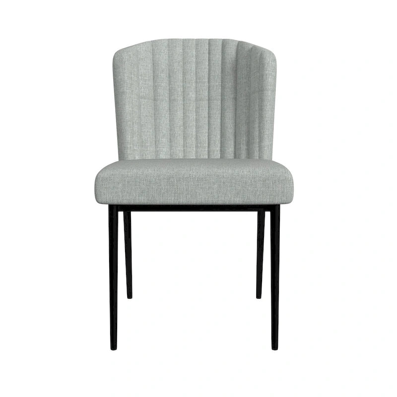 Sedia da pranzo ChannelBack con gambe in metallo - Tessuto grigio (confezione da 2)