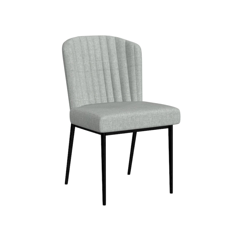 Sedia da pranzo ChannelBack con gambe in metallo - Tessuto grigio (confezione da 2)