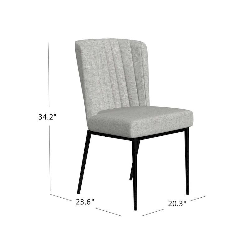 Sedia da pranzo ChannelBack con gambe in metallo - Tessuto grigio (confezione da 2)
