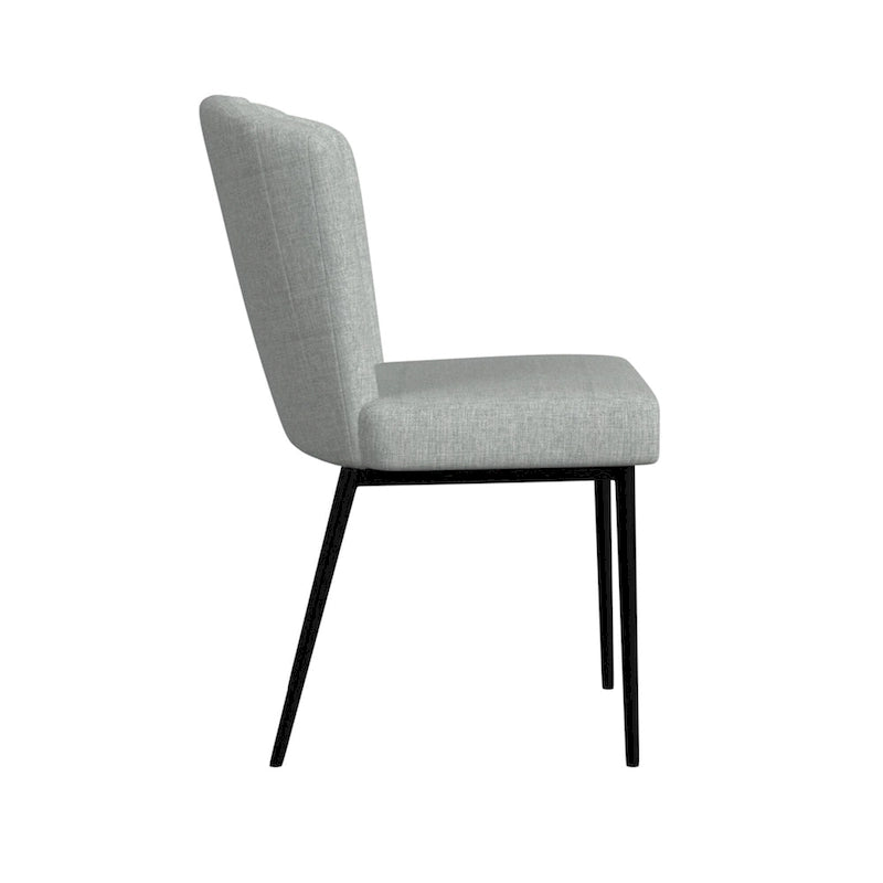 Sedia da pranzo ChannelBack con gambe in metallo - Tessuto grigio (confezione da 2)