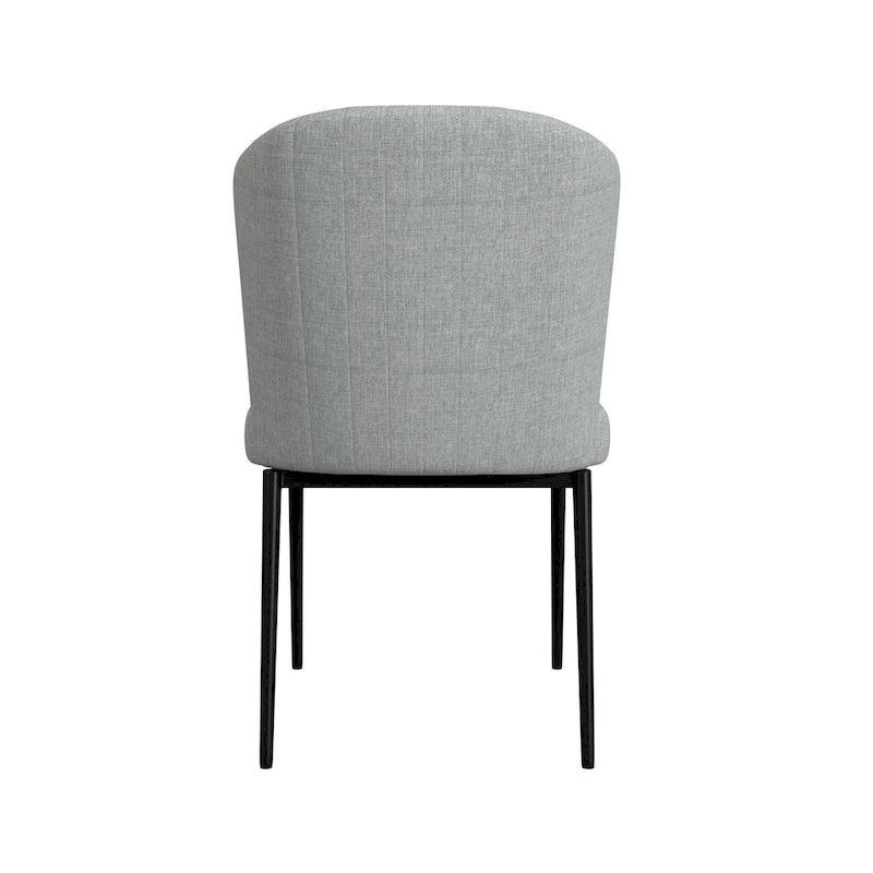 Sedia da pranzo ChannelBack con gambe in metallo - Tessuto grigio (confezione da 2)