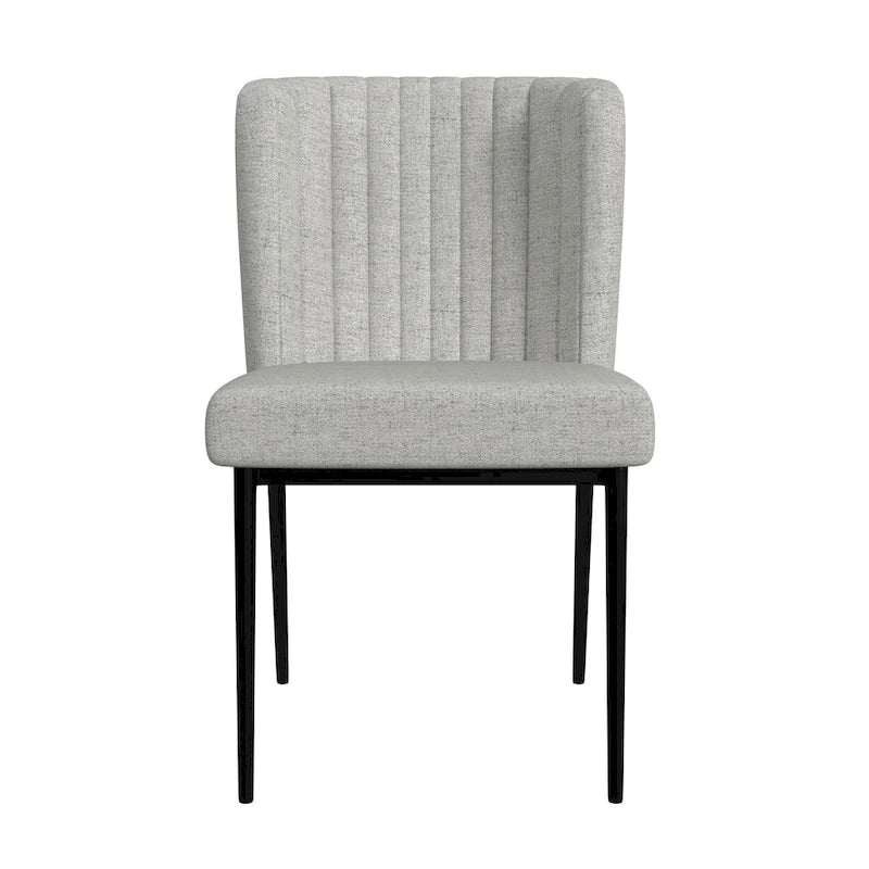 Sedia da pranzo ChannelBack con gambe in metallo - Tessuto grigio (confezione da 2)