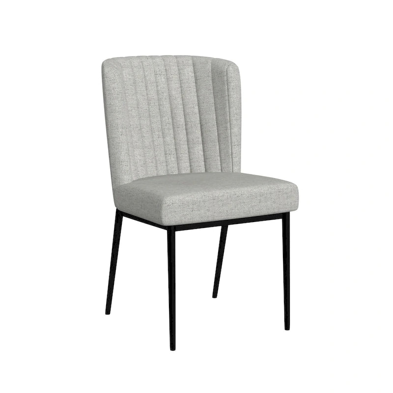 Sedia da pranzo ChannelBack con gambe in metallo - Tessuto grigio (confezione da 2)